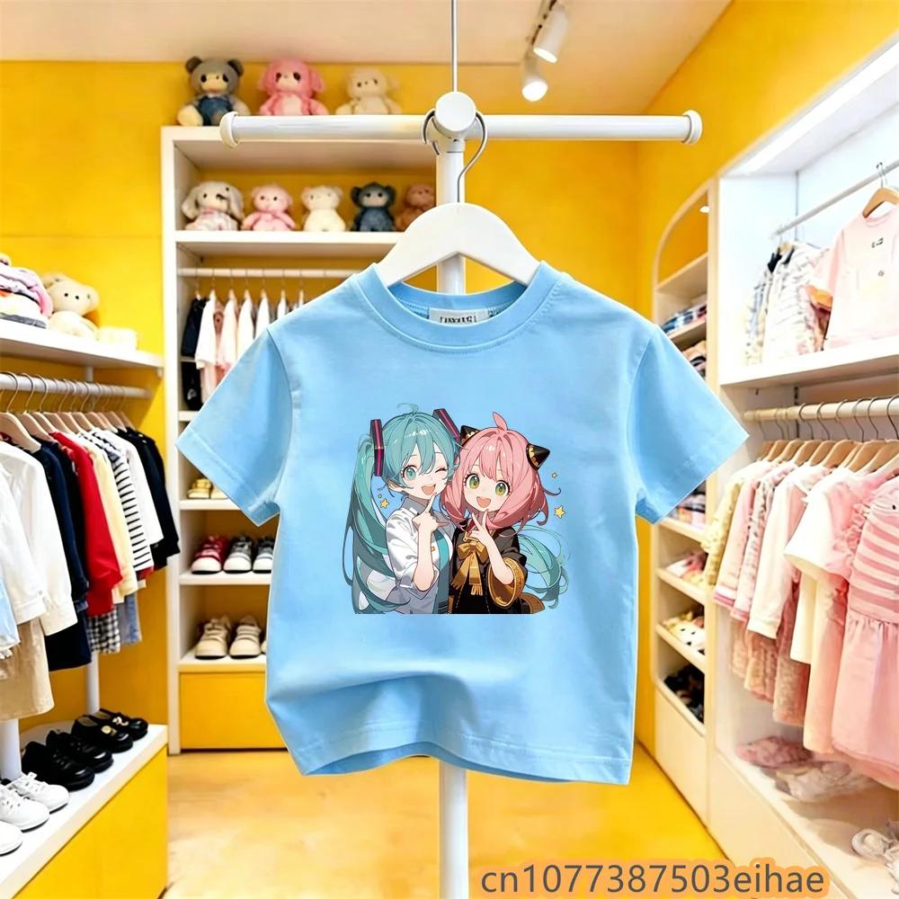 Hatsune Miku Future MIKU Line Collaboration Pure Cotton Short Sleeve Printed T Shirt New Casual Unisex Clothing For Boys Girls