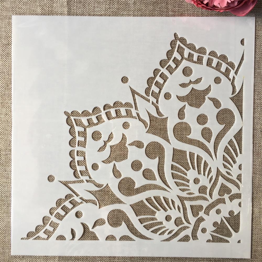 4 buc/set 30*30cm Mandala 1/4 roată rotundă DIY șabloane stratificare pictură album de însemnări de colorat șablon decorativ pentru album în relief