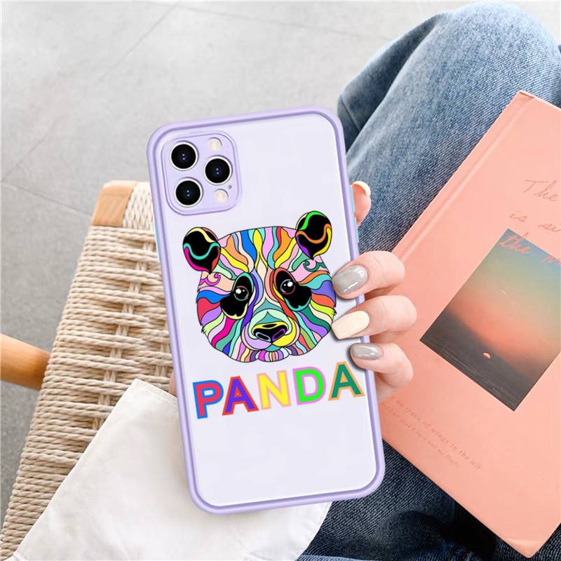 Cute Panda Phone Case for iPhone X XR XS 7 8 Plus 11 12 13 Pro MAX 13mini Translucent Matte Case