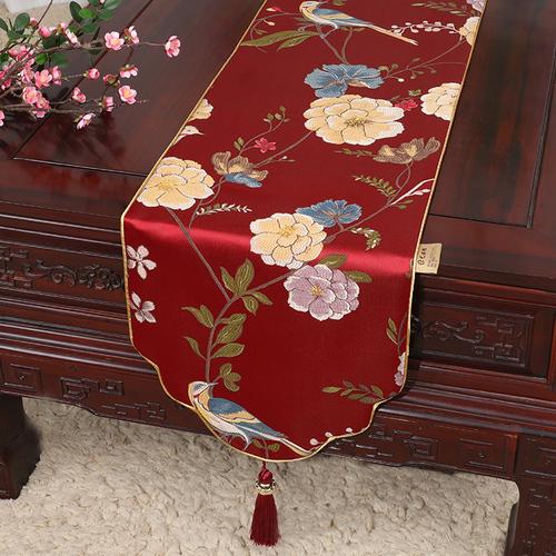 New Chinese Table Flag Modern Minimalist Bed Flag Towel Chinese Style Tea Tablecloth Classic Style Shoe Cabinet Cover Cloth Long Strip Tablecloth