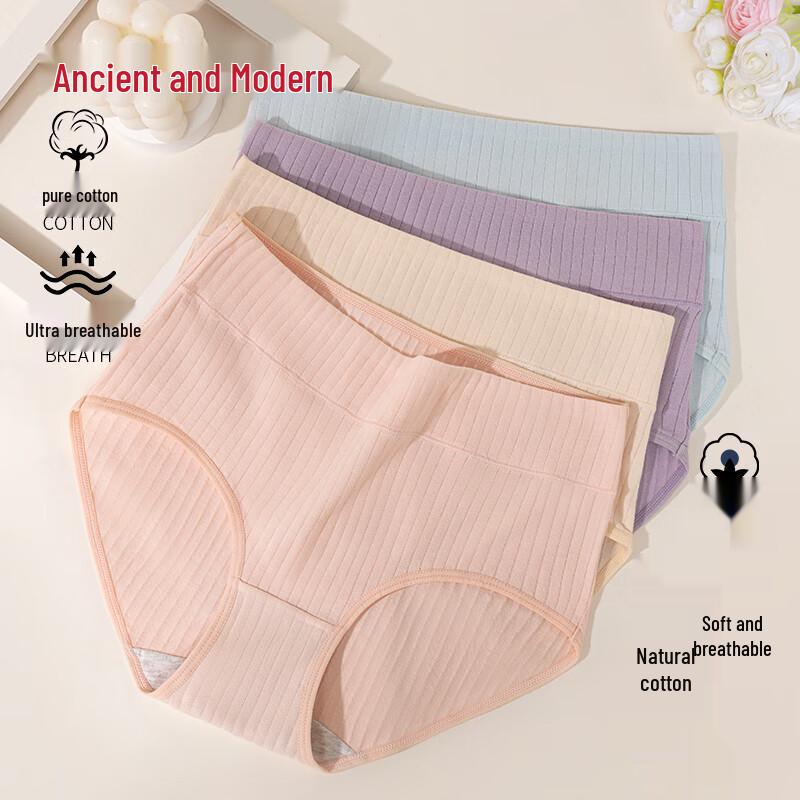 GUJIN Women's High-Waist Cotton Tummy Control Briefs (5-Pack)