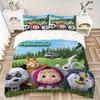 Custom Name Happy Cartoon Animal Friends Print 3Pcs Bedding Set Duvet Cover With 2 Bedro Pillowcase Home Birthday Gift