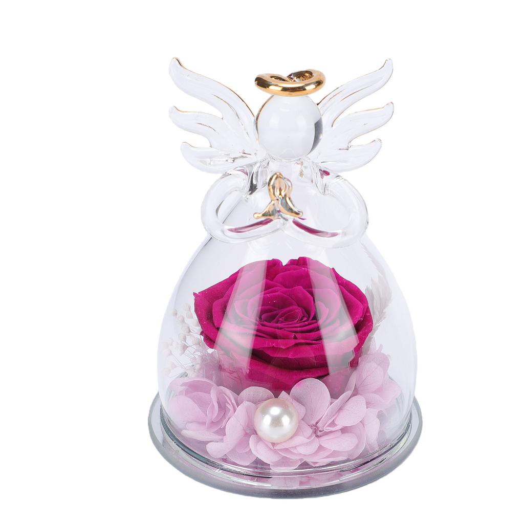 Eternal Flower in Glass Dome for Women Forever Real Preserved Rose for Valentine Anniversary Birthday Gift Purple