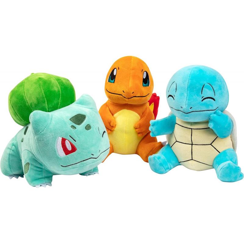 Pokemon Plush Starter 3-Pack Charmander Squirtle Bulbasaur Stuffed Animal Toy Gift for Kids Boys Girls 20cm