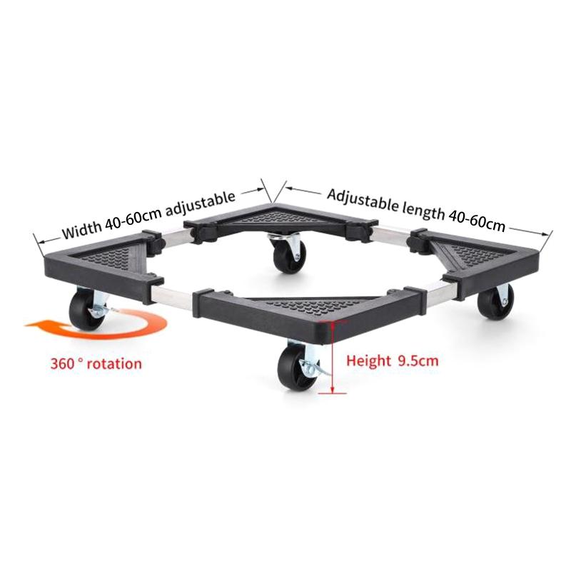 Stainless Steel Appliance Dolly Cart With 4 Locking Wheels - Adjustable Mobile Roller Base For Refrigerator/Washing Machine 40 60cm telescopic