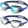 Aegend Swim Goggles 2-Pack No Leaking Anti-Fog UV Protection Mirrored Adult Men Women Wide View Outdoor