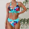 Bunter Druck Bikini Set Dreieckig Getrennt Große Größe Badeanzug Damen Modische Bademode Lässige Bequeme Strandbekleidung