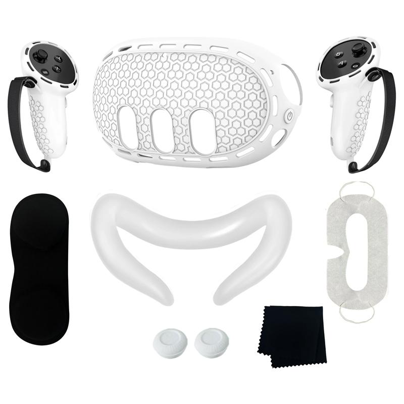 For Meta Quest 3 Silicone Protective Cover Set 7 In 1 Anti-Leakage Nose Pad Mask Case Replacement Vr Silicone Case Accessories