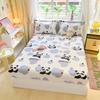 1pc Cotton Bed Sheet for Kids Panda Printed Cute Cartoon Style Fitted Bed Sheet with Elastic Band 360All-inclusive Bed Sheet