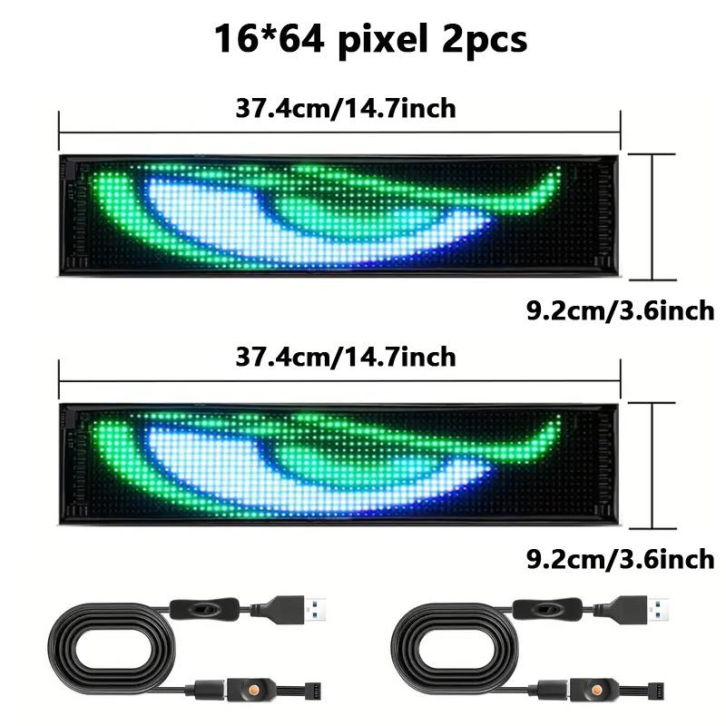 2PCS Car Devil Eyes Light LED Flexible Screen Custom Text Programmable Animated Signs Matrix Panel for Car Truck SUV Windshield