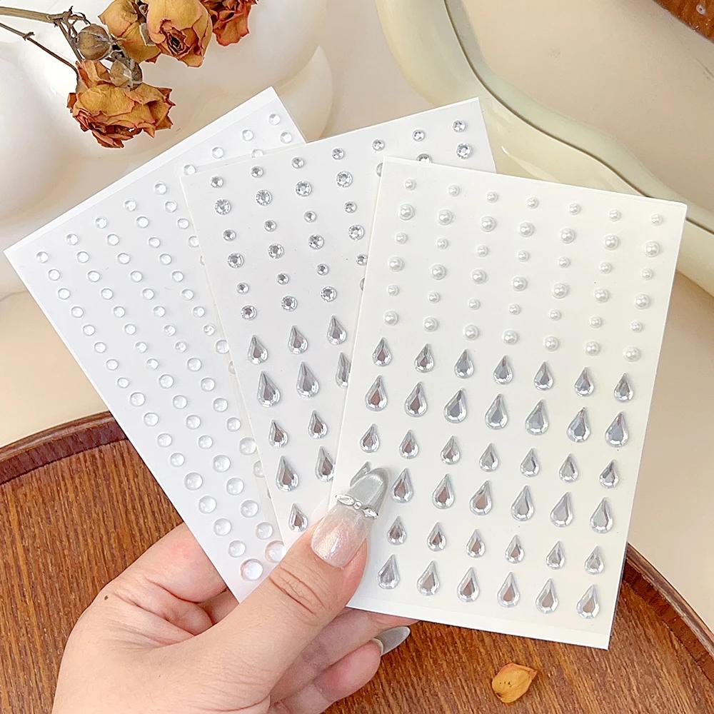 Diamond Eyes Stickers DIY Makeup Temporary Tattoo Self Adhesive Face Pearl Rhinestones Sticker Decals Teardrop Drill Jewelry Art