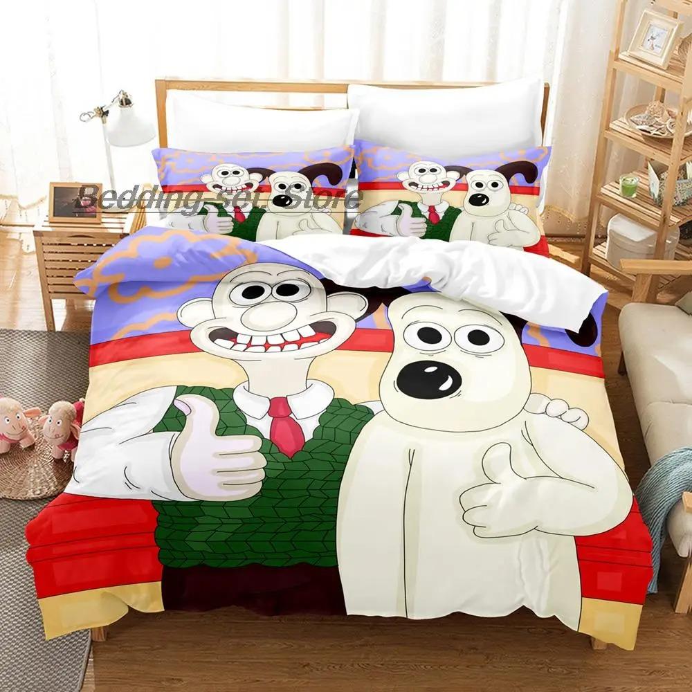 Set de lenjerie de pat Kawaii Gromit Single Twin Full Queen King Size Set de pat Aldult Copil Dormitor Seturi huse de pilotă Imprimeu Anime Set cearșaf de pat