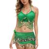 Halter Neck Belly Dance Bra Shiny Stage Performance Top Charming Show Costumes  Women