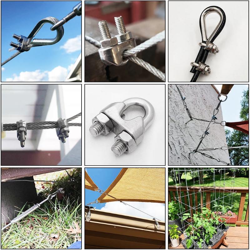 12 Pcs M12-M26 304 Stainless Steel Wire Rope Cable Clip Clamp U Bolt Saddle Fastener