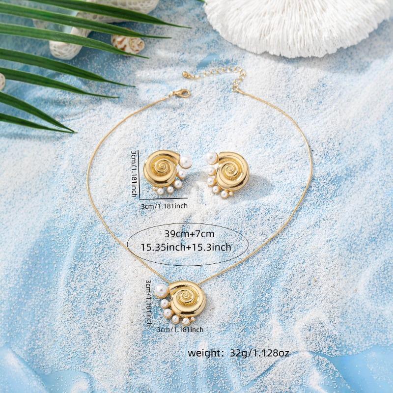 New french retro spiral pearl versatile women s jewelry set разноцветный