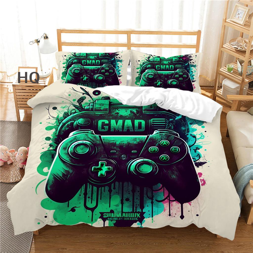 3D Player Bedding Game Handle Quilt Cover 2 or 3 Double Bed Single Bed Full-size Game Machine Printed Bedding Home Decoration