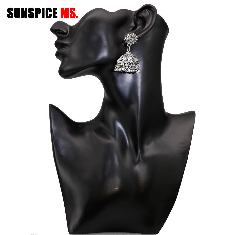 SUNSPICE MS Indian Earrings For Women Bridal Wedding Jewelry Retro Vintage Gypsy Square Hollow Bell Drop Earring Egypt Bijoux