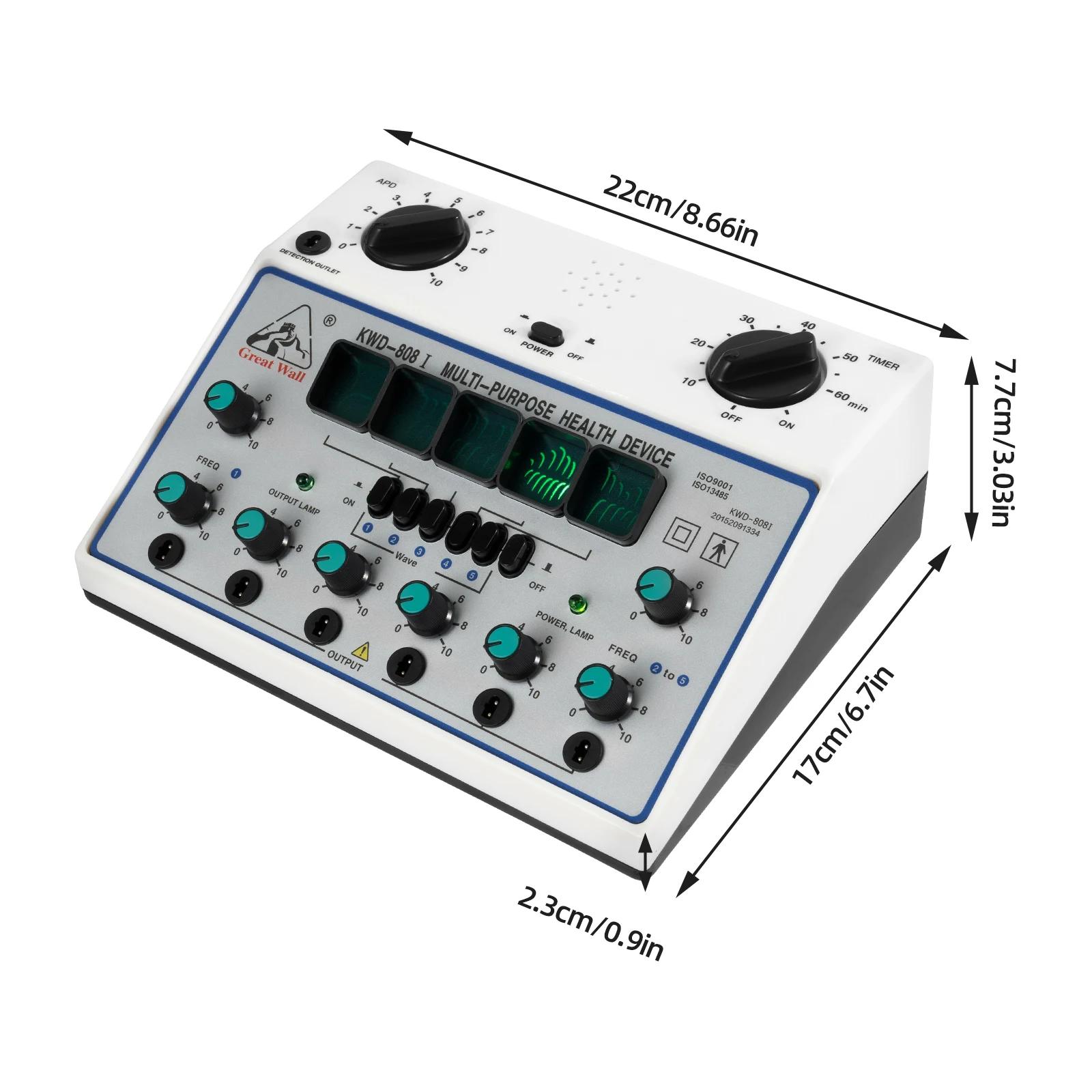

KWD808-I Електричний стимулятор для акупунктури Машина 6 виходів Патч Масажер Догляд за інструментом для електричної імпульсної акупунктури 500-1000 гПа білий