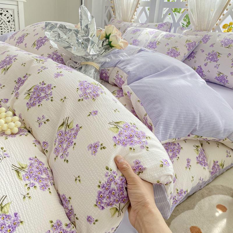 Class A maternal and infant grade super soft washed cotton bed sheet 4pcs set bed hat quilt cover student dormitory single