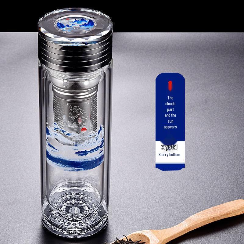 Yisijia Double-Layer Tea Infuser Glass Bottle, 320ml