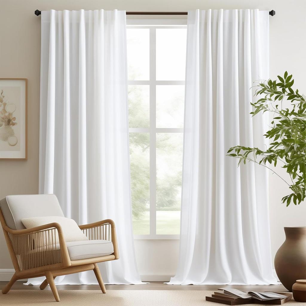 Solid-Color Translucent Curtains, Suitable for Living Rooms, Bedrooms, Dining Rooms, Balconies, Offices, Farmhouses, Machine Washable, Grommet Top