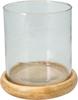 Mango Wood Candlestick with Glass Shade, Single, 1 Piece