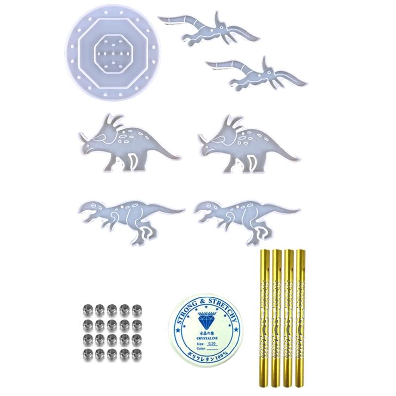 

Dinosaur Wind Chimes Silicone Molds Kit Epoxy Windchimes Casting Mold for DIY Craft Wind Bell Keychain Earring Pendants 1