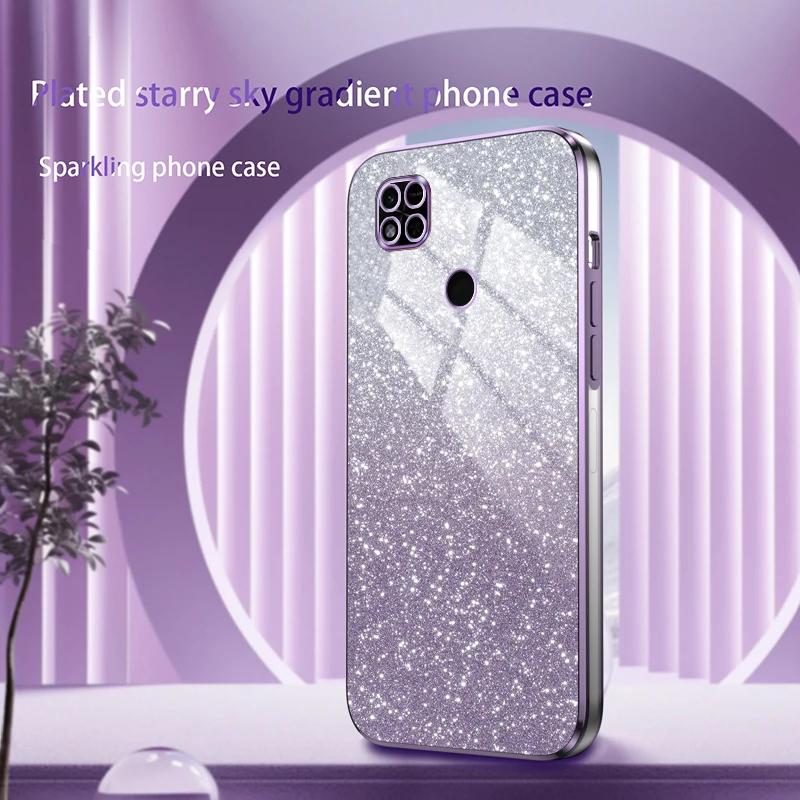 Glänsande Glitterplätering Silikonfodral för Xiaomi Redmi 12 12C 10C 10A 10 10X 9 9A 9C Kameralins Mjukt Baksida