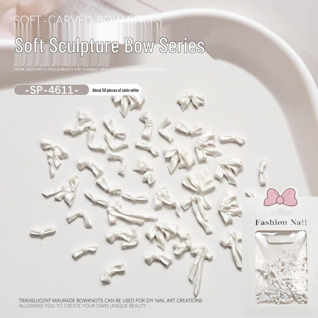 3D White Sculpted Butterfly Bow Nail Art Decoration