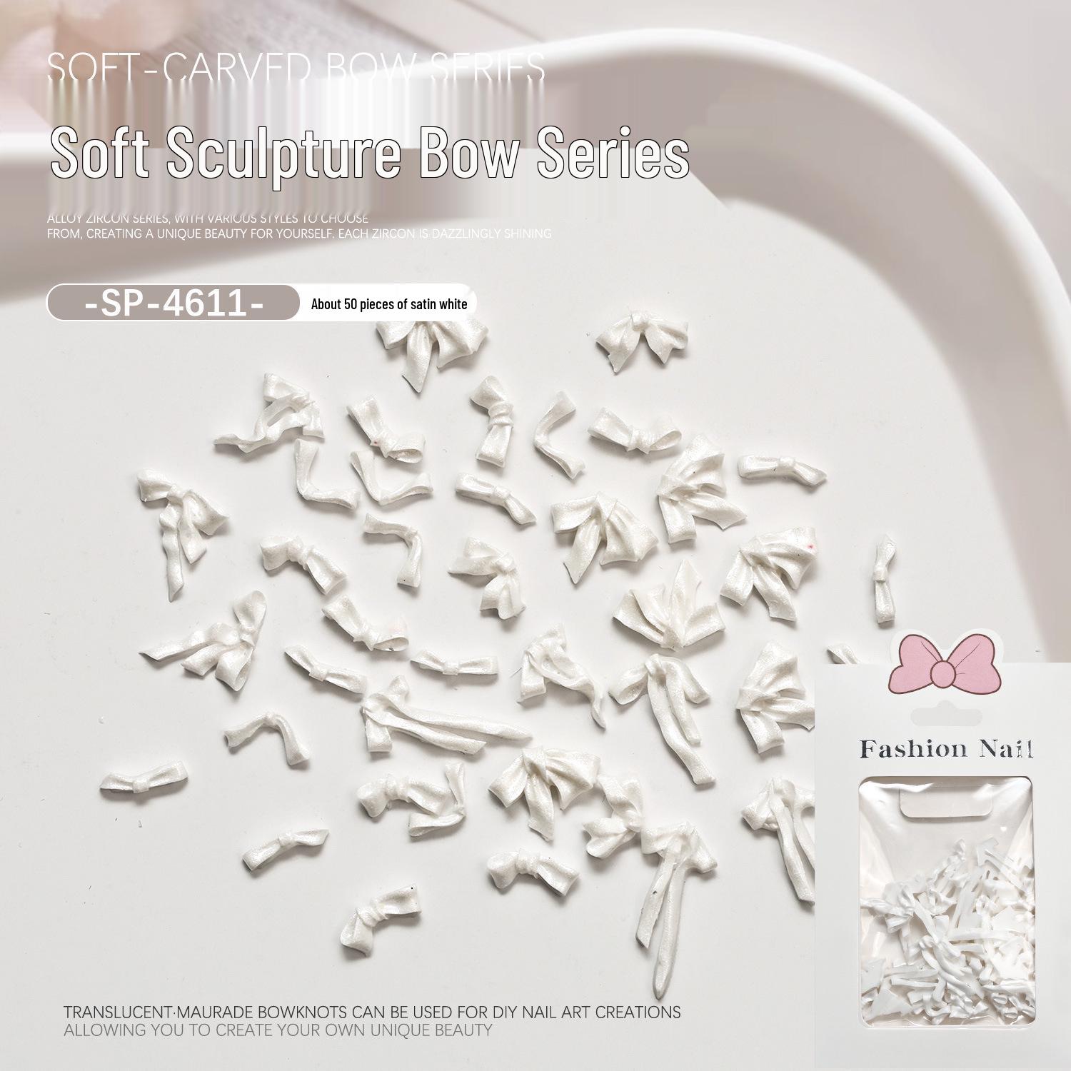 

3D Embossed White Bow Nail Art Accessories