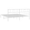Metal Bed Frame with Headboard White 193 x 203 cm