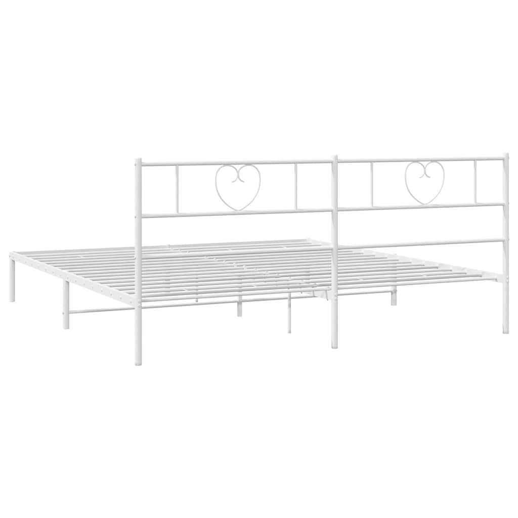 Metal Bed Frame with Headboard White 193 x 203 cm