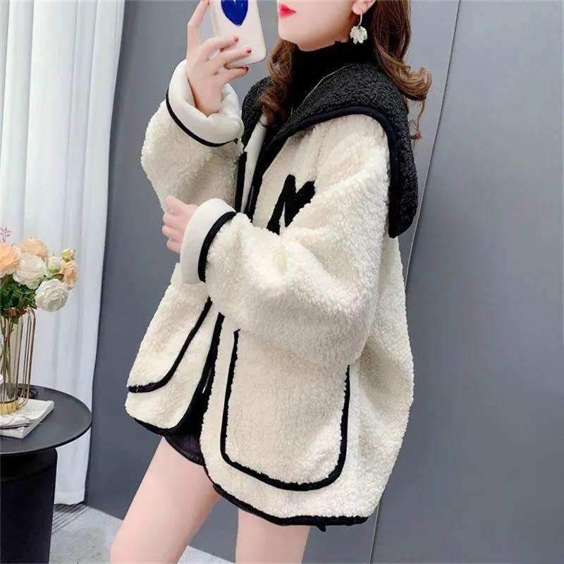 

Пальто женское утепленное утолщенное зимнее оверсайз двухслойное повседневное ветрозащитное L белый