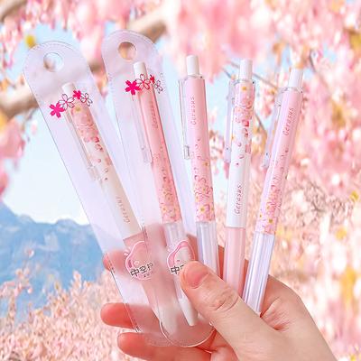 Kawaii Kirschblüten Gelstift für Mädchen Schulbürobedarf Schreibwaren Geschenk Schüler Niedliche Kugelschreiber hübsche Ästhetik