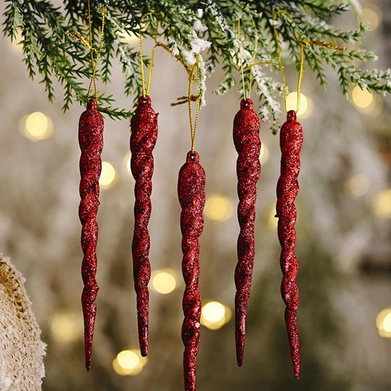 12 Pcs 13cm Christmas Simulation Ice Xmas Tree Hanging Ornament Fake Icicle Winter Party Christmas New Year Decoration Supplies