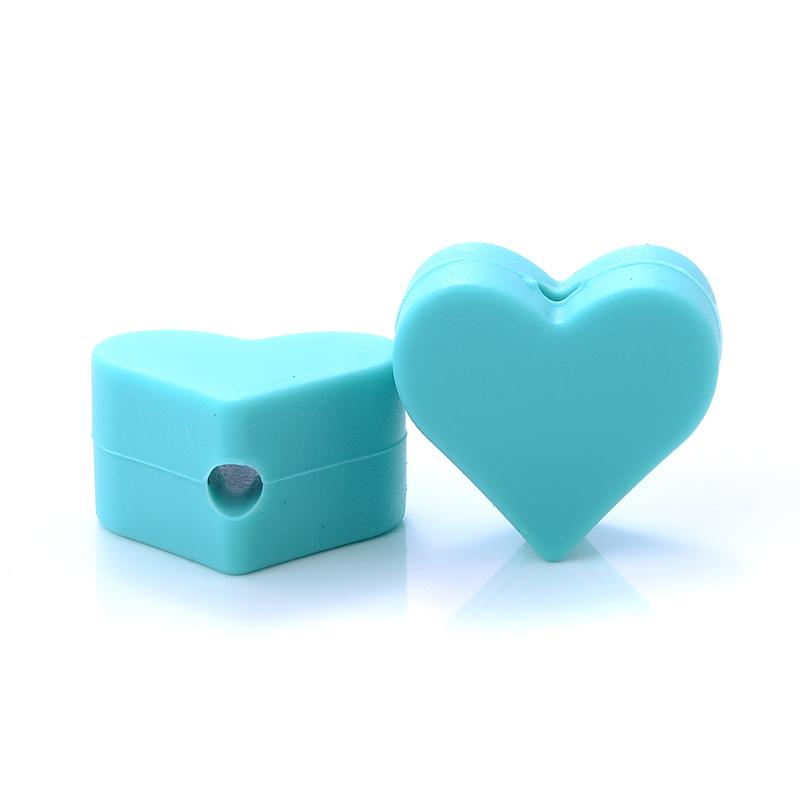 14mm 10Pcs/Lot Heart Shape Silicone Beads Baby Nursing Chewable Teething Beads Pacifier Teether DIY Necklace Accessories