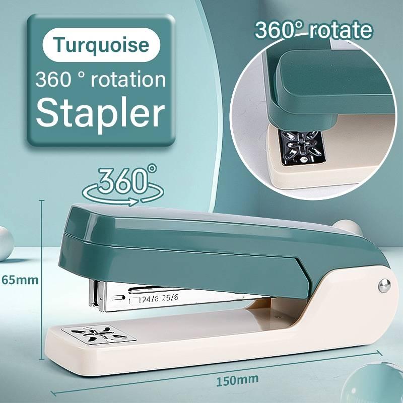 360 Stapler Rotation Heavy Duty Stapler Compatible Effortless Long Paper Swivel Stapler 24/6 Staples
