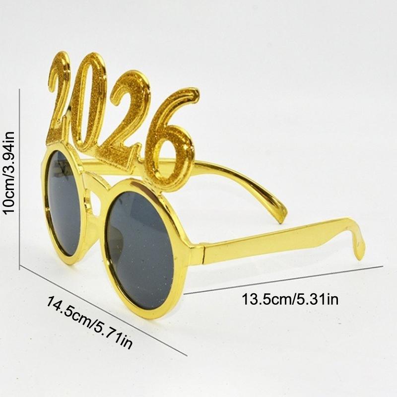 Occhiali da Vista Numero 2026 Occhiali Buon Anno 2026 Occhiali da Sole Glitter Diamante Oggetto di Scena Cosplay Decorazione Festa di Natale Occhiali Divertenti