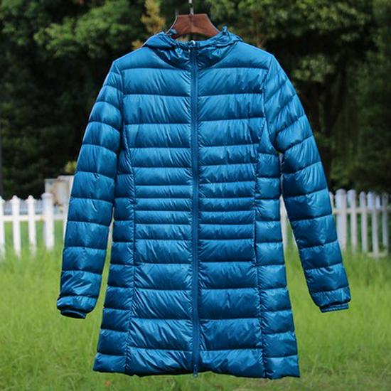 Plus Size Women's Lightweight Hooded Slim-Fit Down Jacket - Mid-Length, Clearance, Fits Up To 200 Lbs