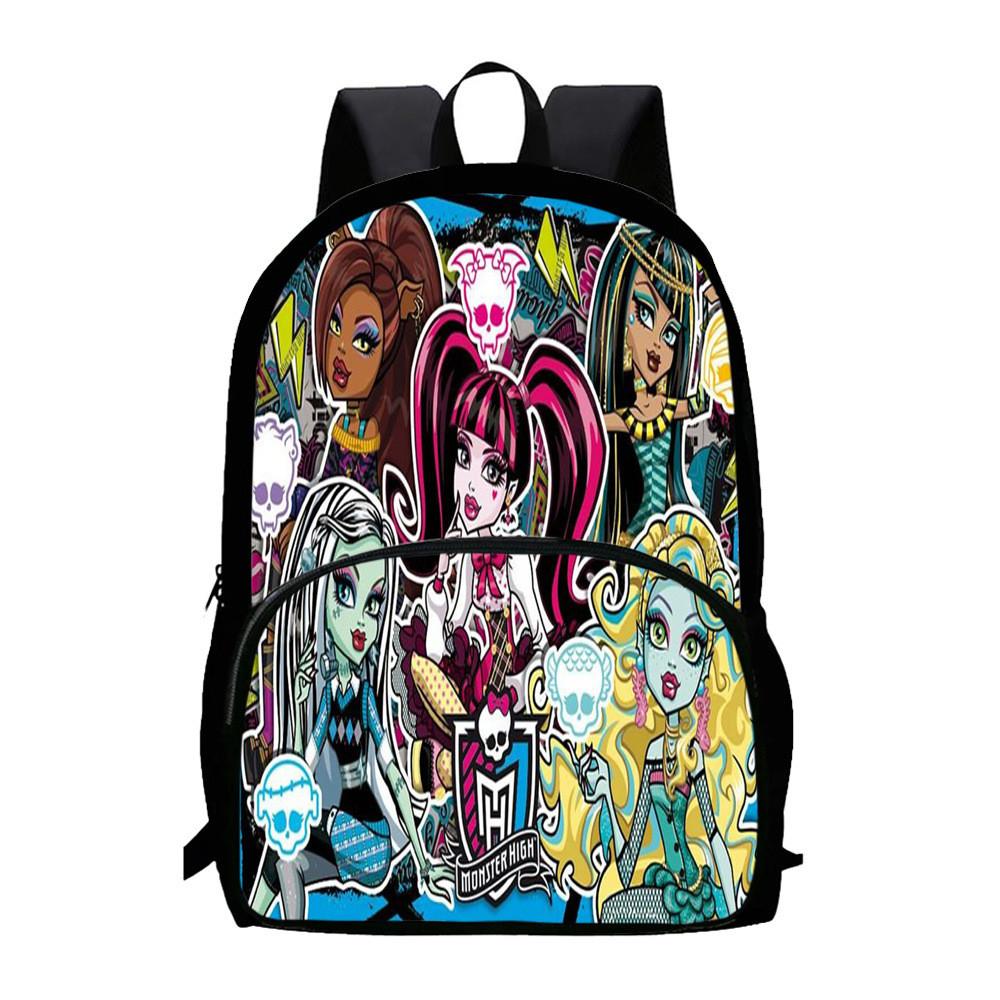 Capacity Children Large Backpack With Monster High Print Design For Daily School