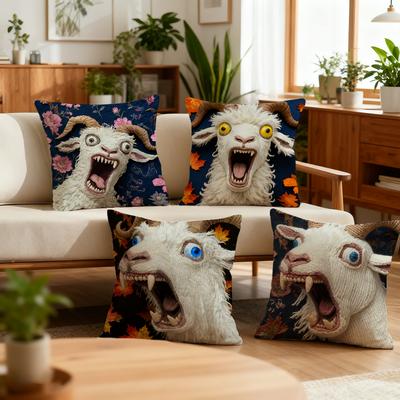 Funny Spooky Goat Face Cushion Cover Best Home Office Coffee Pillow Sofa Printing Decoration Room Shop Car Nordic Simplicity Hit