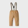 2024 Men's Blue Long-Sleeved Shirt & Khaki Trousers Set - Spring/Autumn Four-Piece Outfit for Boys