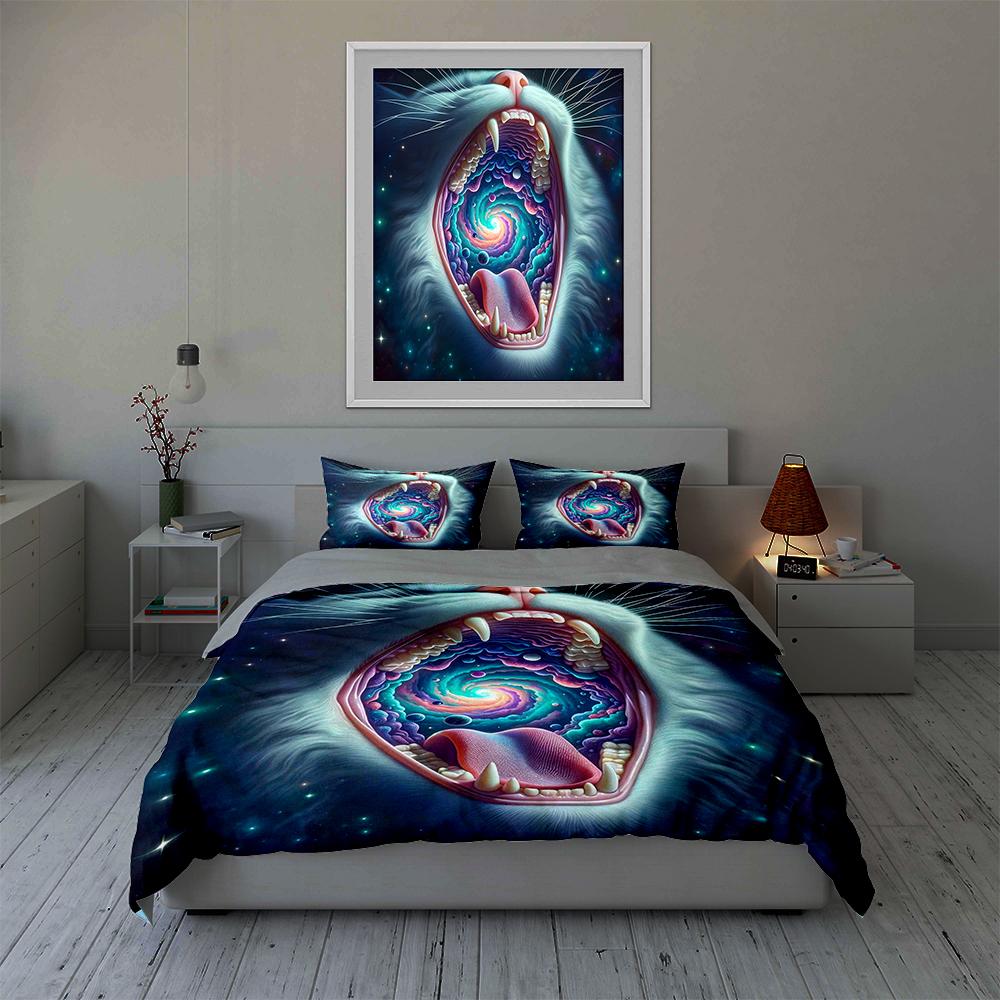 Cosmic Cat Maw Bedding Duvet Cover Sets Duvet Covers Pillowcases Gifts (1 * Duvet Cover 2 * Pillowcases, Without Duvet Insert)