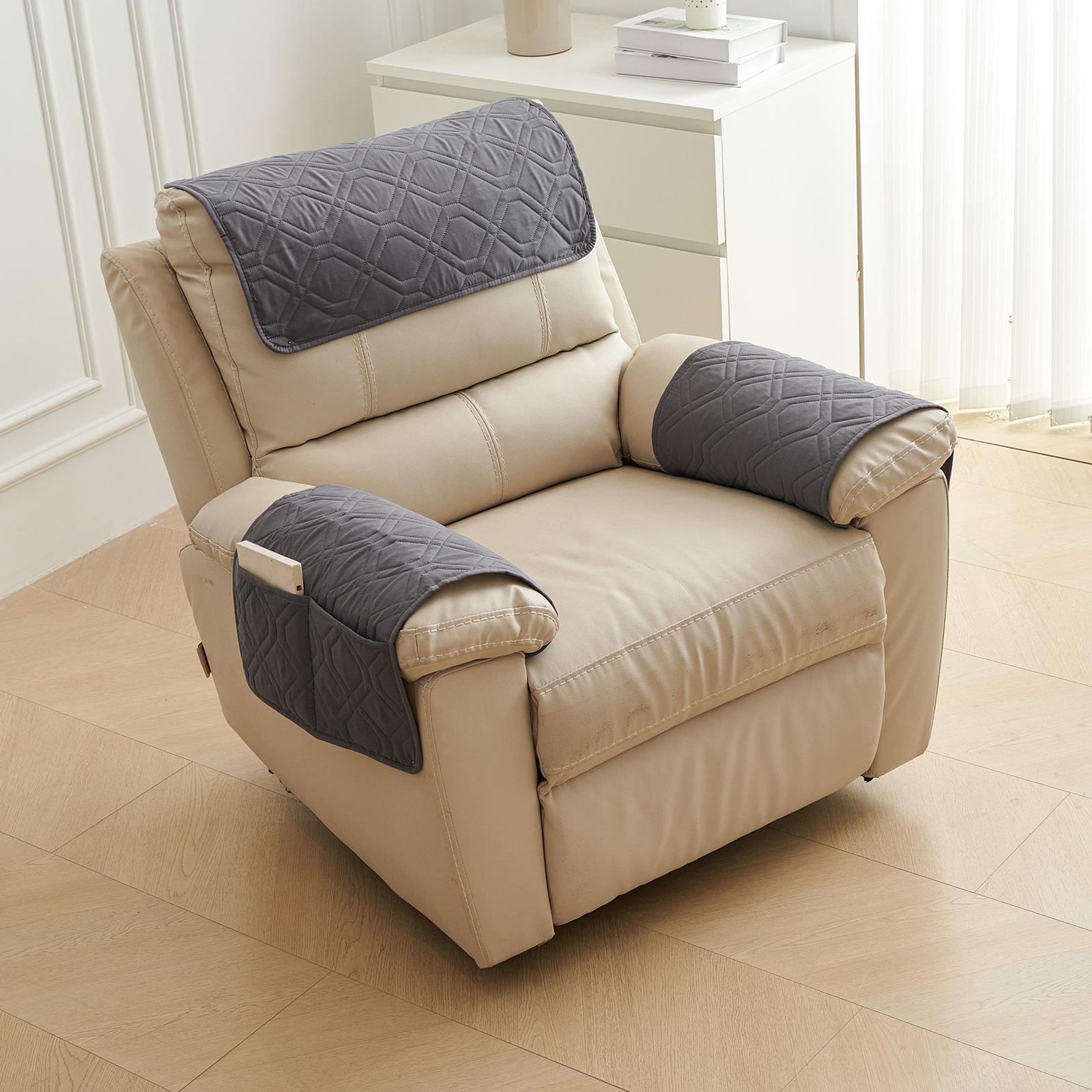 Подушка для подголовника дивана, подушка для подлокотника, набор из 3 предметов с карманом для хранения в форме восьмерки, полотенце для подлокотника кресла 3 Seat темно серый