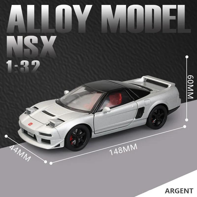

1:32 Honda NSX Cars Toys Alloy Models Light Sound Rubber Tires Miniature Supercar Wheel Steering Sports Car Children Adult Gifts срібний