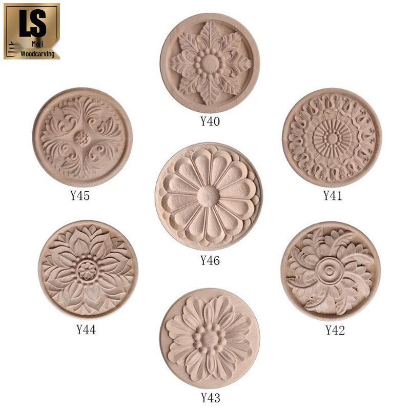 

Круглая деревянная резьба в европейском стиле с цветочным декором - Lan Sen Arts Y46 Style 8cm