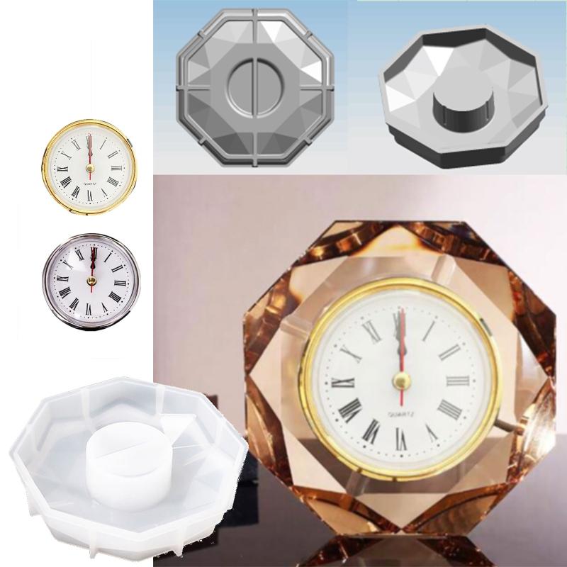 Hexagonal Shape Clock Mold with Clock Silicone Casting Epoxy Resin Mold for Handmade DIY Crafts Making Home Decorations