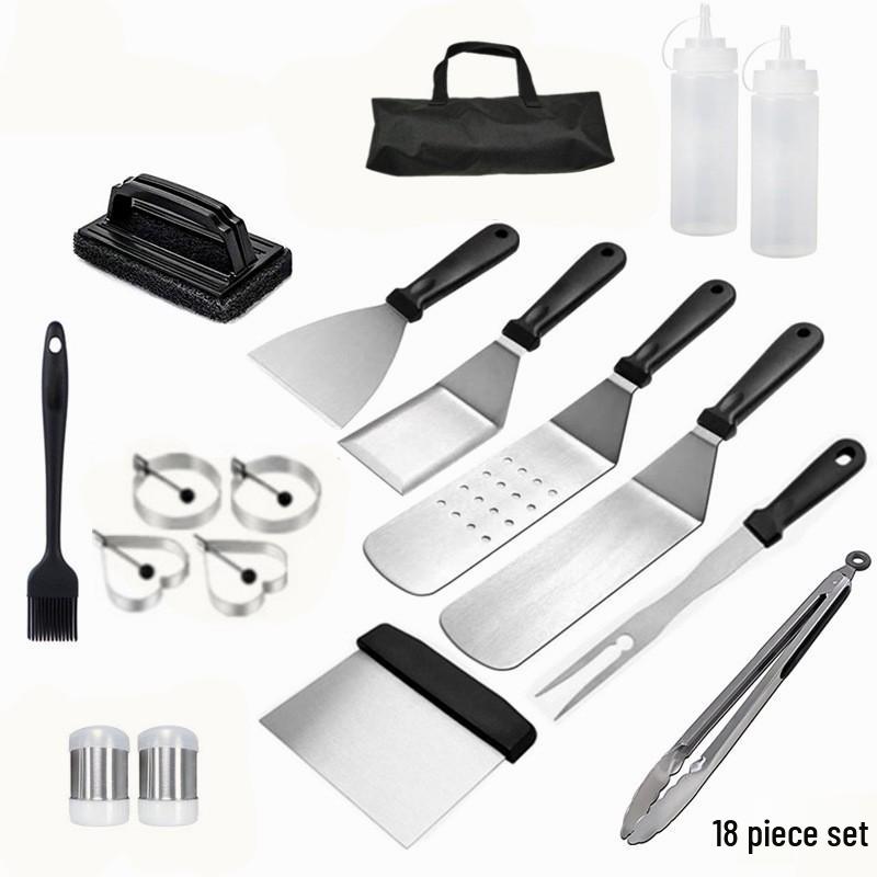 Outdoor BBQ Tool Set: Stainless Steel Grill & Frying Spatulas