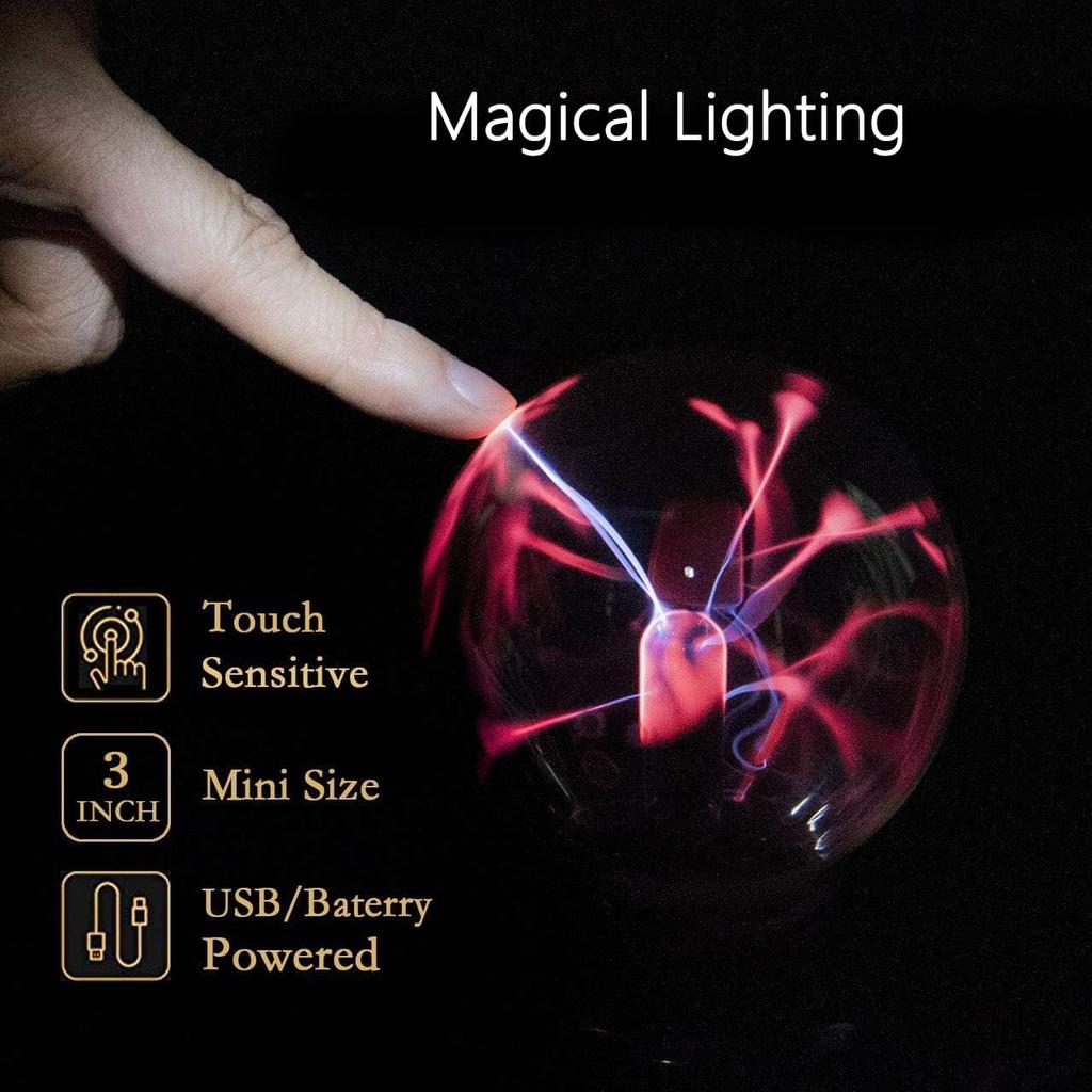 Lancoon Plasma Ball Light Lamp Static Electricity Globe Electric Lightning Ball Touch Sensitive USB Powered Nebula Thunder Lightning Plug-in Plasma