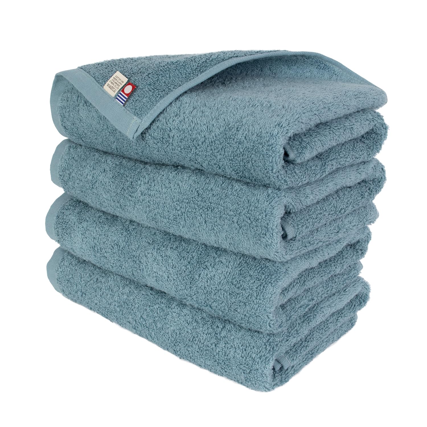 

[aso] Imabari Mini Bath Towels, Set of 4, Medium Thick, 44 x 100cm, 100% Cotton, Made in Japan, Everyone s Towels (Set of 4, Ash Blue) cy-mt275-mb4-ab